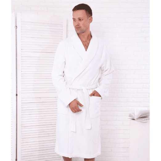 Халат мужской велюр-махра 34010 белый