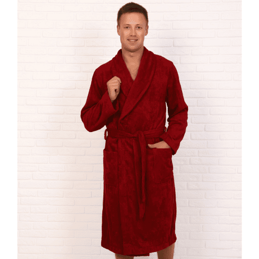 Халат Элит мужской махровый бордовый